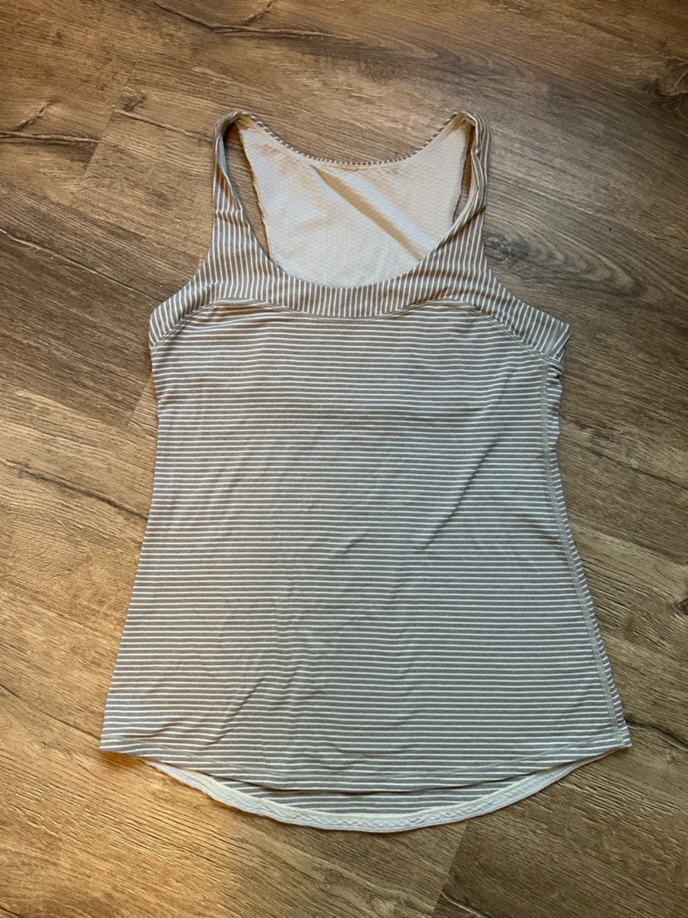 Lululemon Striped Racerback Tank Top - Cream & Light Gray